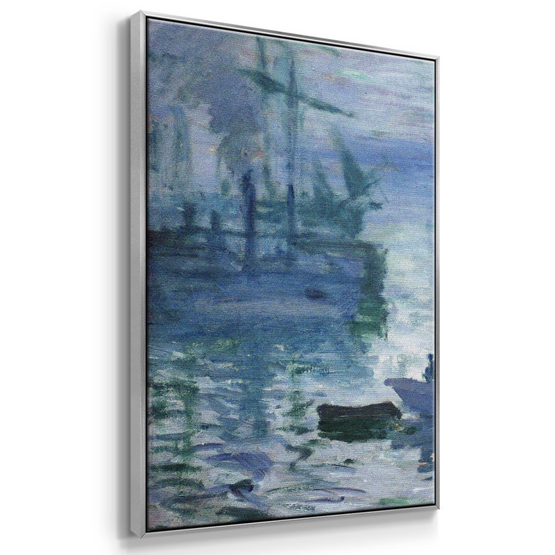 Ensemble de 3 pièces encadrées sur toile Monet, H 40 po x l 78 po x P 2 po, Encadrement argenté