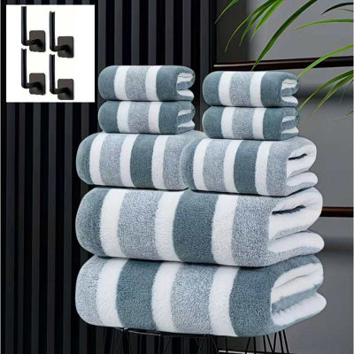 Ensemble de serviettes de bain en ratine moelleuse, paquet de 8/16/24 serviettes de bain de qualité hôtelière, comprend 2 serviettes de bain, 2 serviettes à main et 4 débarbouillettes, serviettes ultra douces, à séchage rapide, très absorbantes, résistantes à la décoloration et à l'usure pour la maison, les dortoirs, Maison d'amis, hôtel et sauna