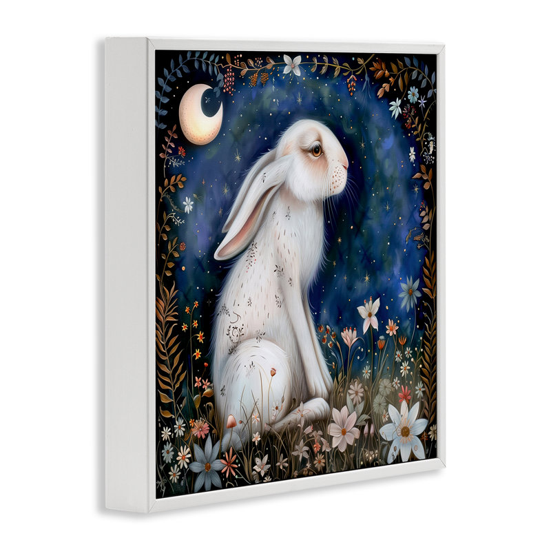 Scène de forêt de lapin blanc encadrée, estampe numérique par The Dutch Lady, Giclée encadrée blanc bord de mer