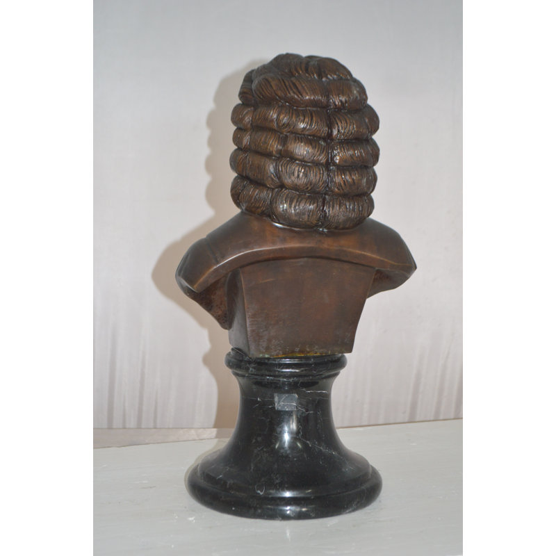 Statue buste en bronze Jetton Johann Sebastian Bach - Taille: L 11 po x l 9 po x H 20 po.