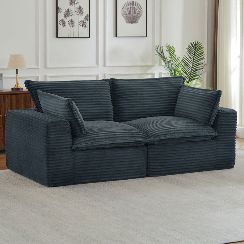 Causeuse, canapé modulaire désossé pour le salon, canapé modulaire moderne surdimensionné, Gris foncé