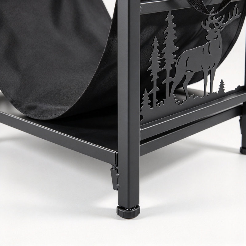 Support à bois pour l'intérieur en bois thermolaqué avec support à bûches amovible et support à bûches robuste
