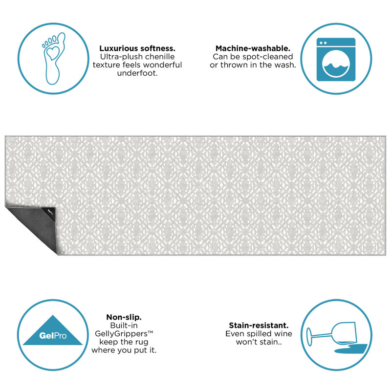 NeverMove Machine Washable Contemporary Dylan Rug, Runner 2' x 6'4"