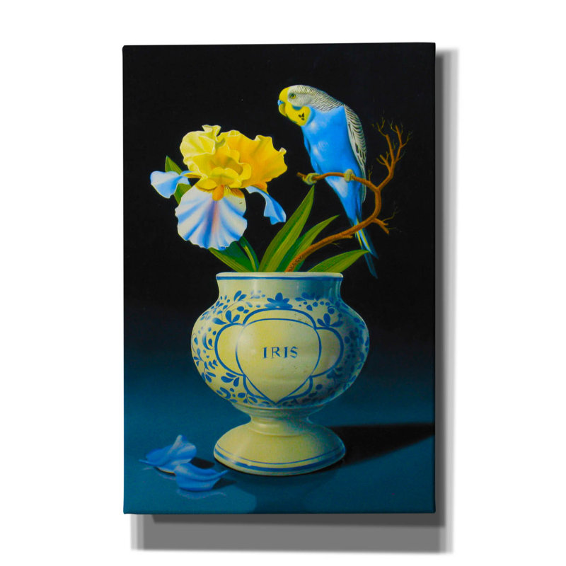 «The Blue Parakeet» par Valery Vecu Quitard, H 60 po x l 40 po x P 1,5 po