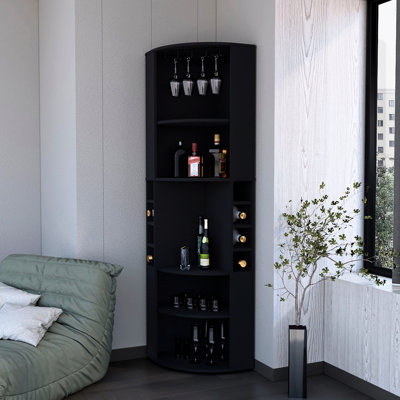 Meuble-bar de salon avec 5 tablettes - pour ranger la verrerie et les boissons alcoolisées, la construction, convient aux coins à 5 tablettes pour recevoir le vin, les bouteilles de spiritueux et le bois, rehausse l'ambiance