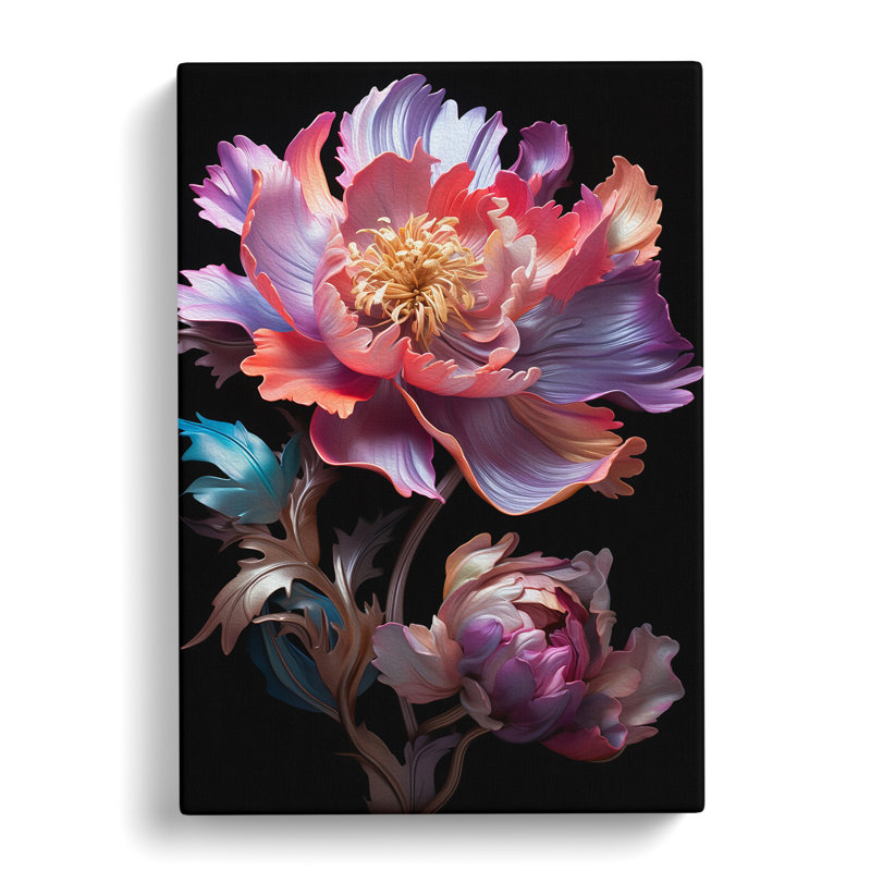 Peony Flower Neo-Plasticism No.3 - No Frame Print, 76cm H x 50cm W x 3cm D