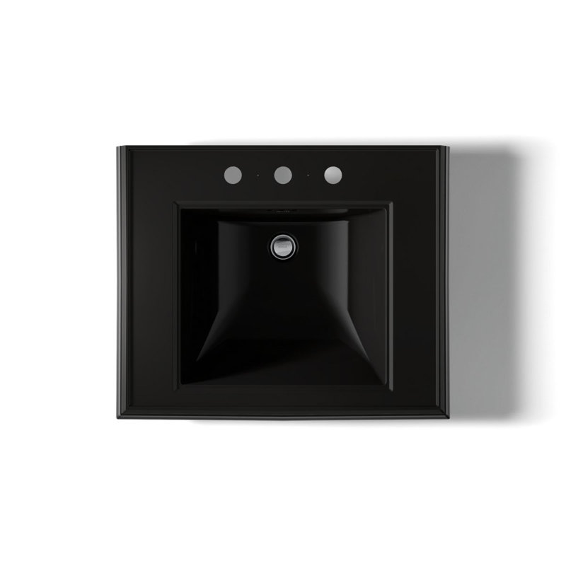 Memoirs® Rectangular Pedestal Bathroom Sink with Overflow, Black Black™, 8'' Centers