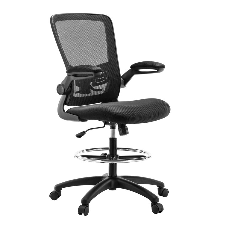 Inbox Zero Flip Top Ergonomic Mesh Drafting Swivel Desk Chair Lumbar Support,  Height Adjustable with Foot Ring & Reviews