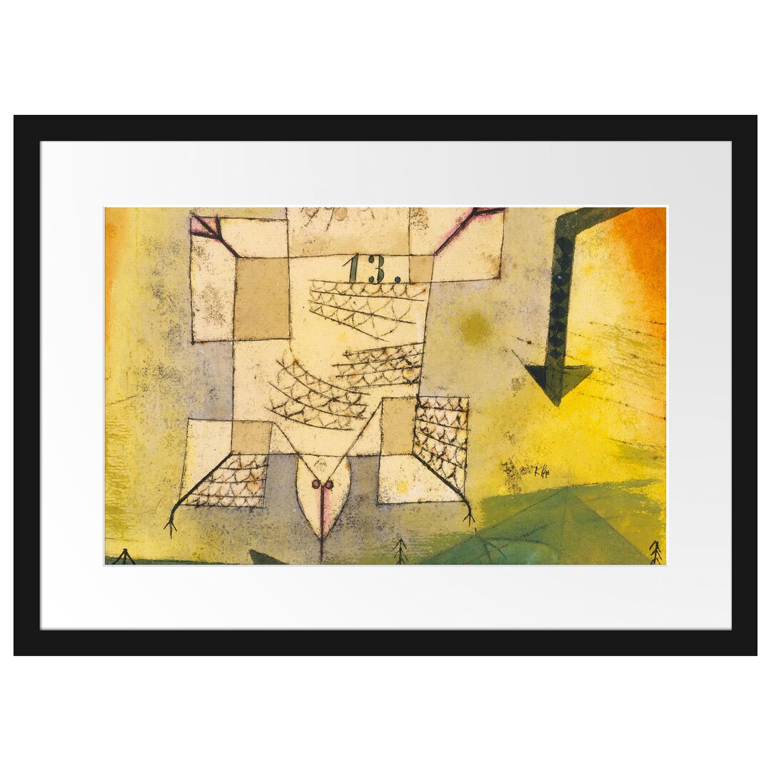 Paul Klee - Abstürzender Vogel - Im Bilderrahmen Mit Galerie-Passepartout