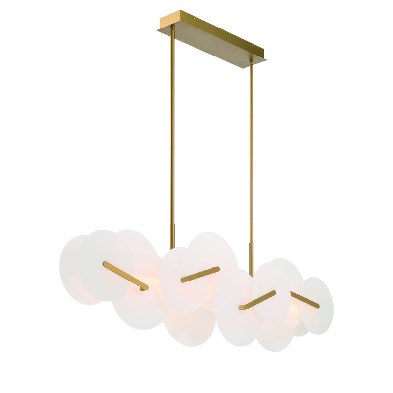 Nuvola Dimmable LED Modern Linear Chandelier, Brushed Gold