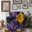 Jeté en sherpa de qualité supérieure Violet Sunshine Blooms - 1 pièce-1989613590