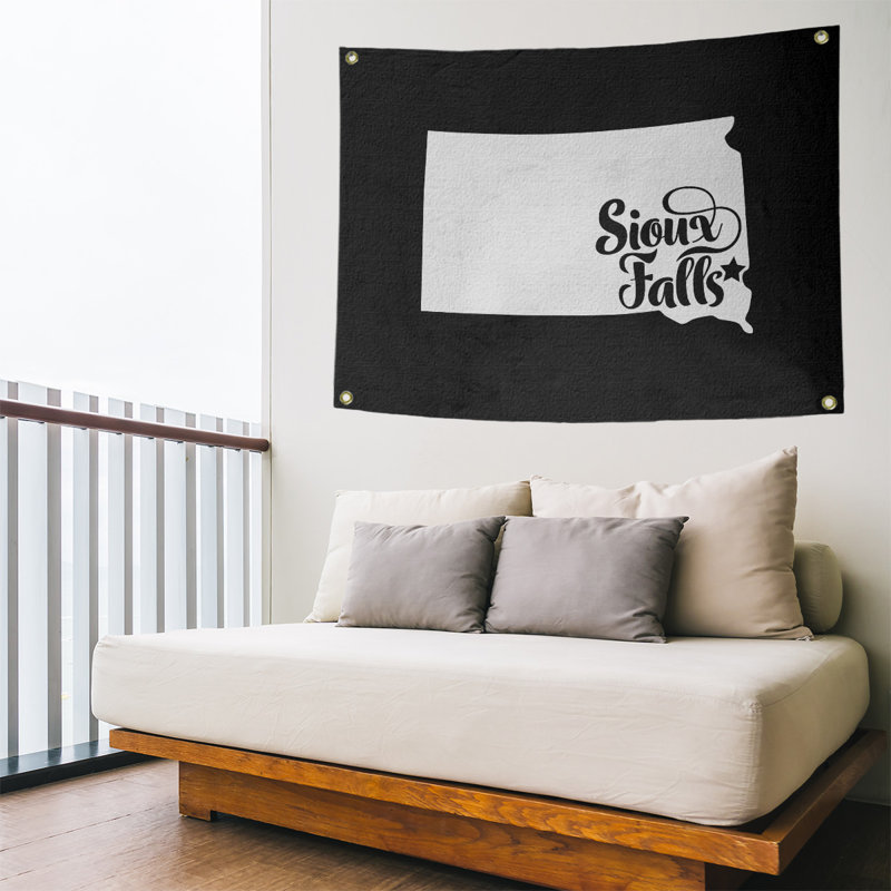 Tapisserie murale sioux chute south dakota, H 26 po x l 36 po, Noir
