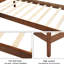 Lit plateforme simple en bois avec tête de lit, couleur noyer et base de finition solide