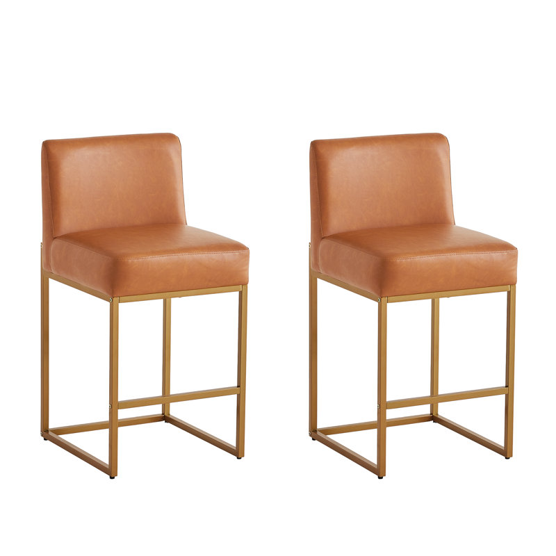 Chaises modernes pour îlot de cuisine de 26 po pour la maison, similicuir rembourré avec dossier, structure en métal noir robuste, assemblage facile