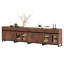 Buffet 4 en 1 avec portes en verre et 2 tiroirs, crédence moderne avec tablette réglable et base en métal, armoire de rangement pour bar et cuisine-1129584098