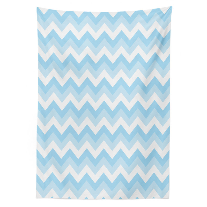 Ambesonne Chevron Tablecloth, Zigzag Chevron Grunge Pattern In Soft Colors Simplicity Design, Rectangular Table Cover For Dining Room Kitchen Decor, 52" X 70", Rose Pale Pink White