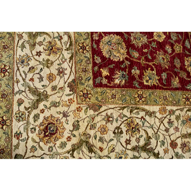 Tapis rouge et ivoire noué à la main de haute qualité