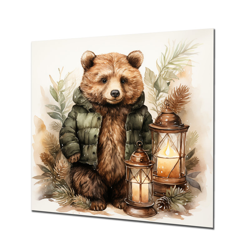 Ours en peluche de Noël, pépinière III - art mural en métal de l'ours en peluche, H 29 po x l 29 po