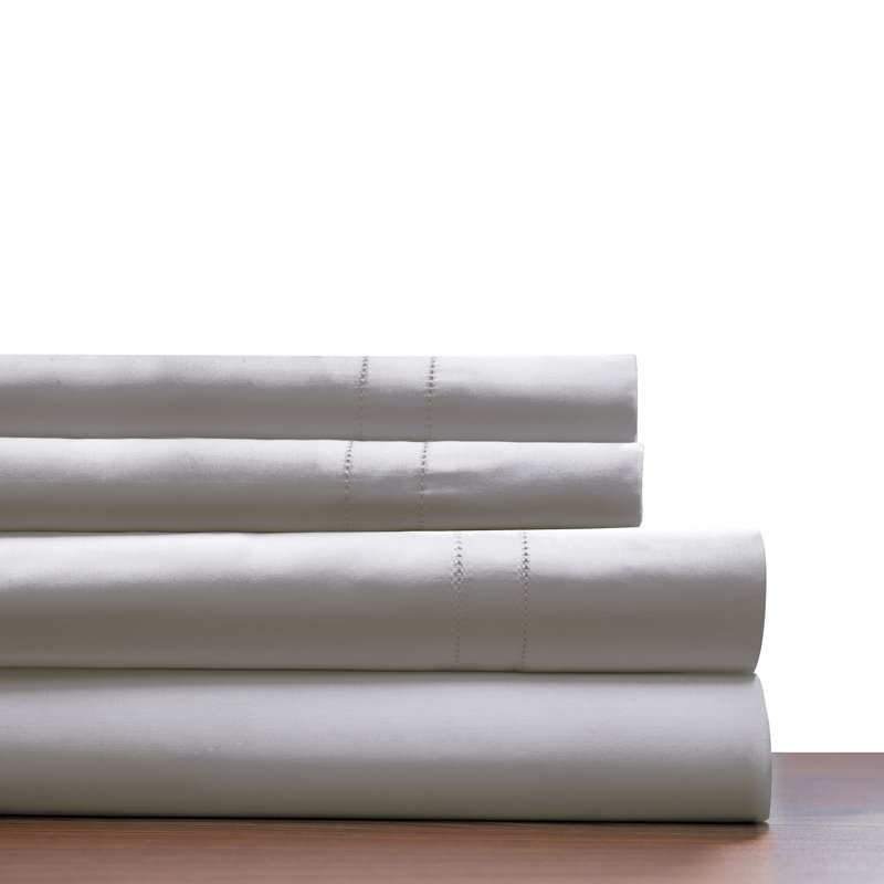 Ensemble de draps 100% coton à longues fibres 620 fils Pointehaven, Gris, Très grand lit