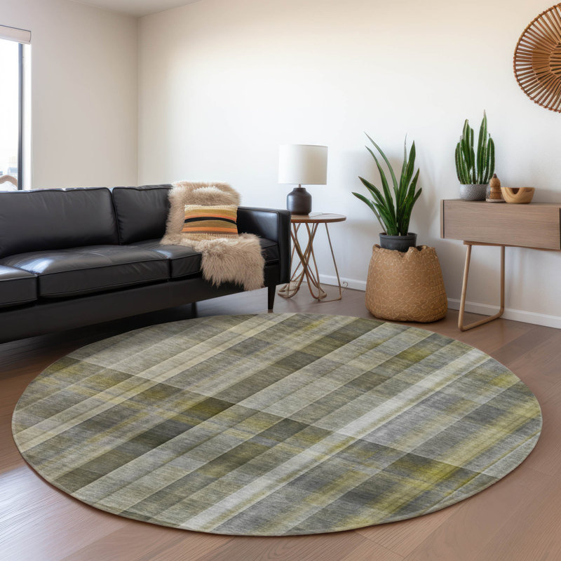 Premium Machine Washable Cerrito AMF534 Gray Rug, Round 8'