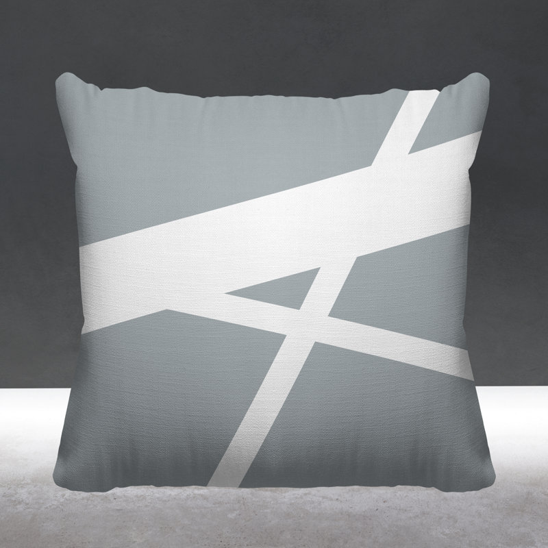 Coussin décoratif intérieur / extérieur Seward Abstract Lines, L 15 po x H 15 po, Gris