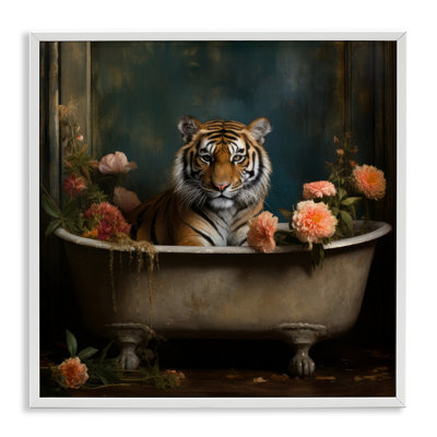 «Tiger in Floral Bathaign», reproduction de photo sur toile