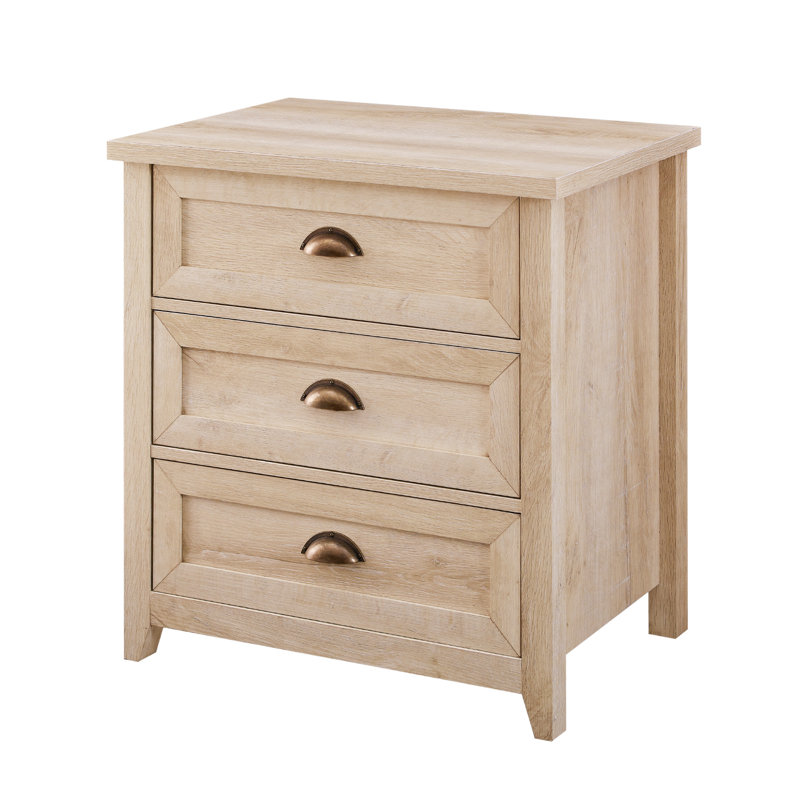 Bevyn Classic Framed 3-Drawer Nightstand, White Oak