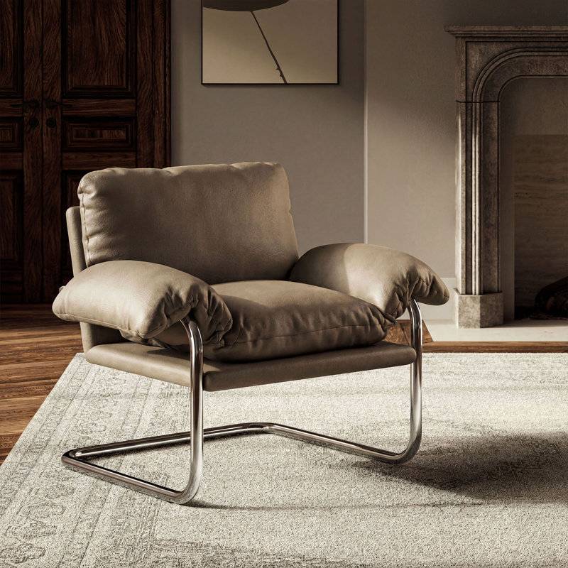 Fauteuil d'appoint en cuir végétalien Ansel, Champignon