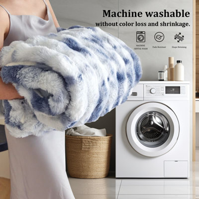 Faux Rabbit Fur Bubble 680GSM Weighted Throw Blanket, Fluffy Reversible Warm Plush Cozy Blanket for Bed & Couch.