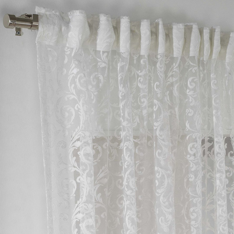 Extra Long & Extra Wide Classic Lace Curtain Panels, White, 280cm Width x 475cm Drop