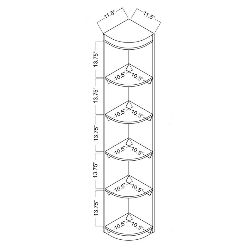 Bibliothèque d'angle Neffs H 77 "x l 12"