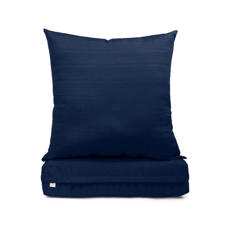 Seat Cushion With Zipper Closure And Separated Back Cushion, With White Polyester Padded Fill., Indigo