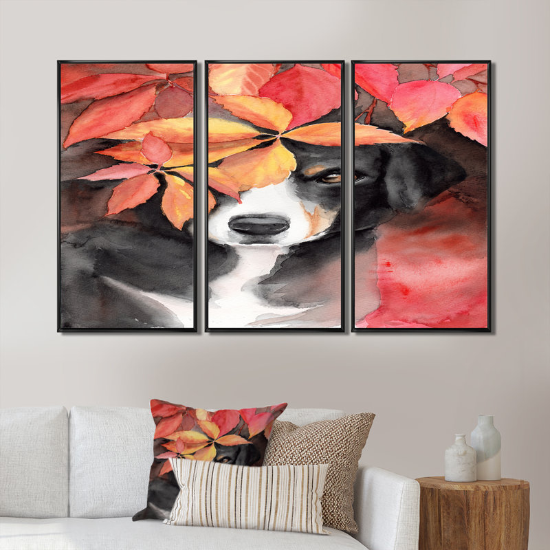 3 pièces, reproduction d'art sur toile, Cadre noir, L 36 po x H 28 po