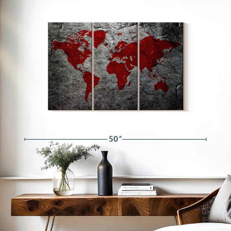 «Boulder World Map», reproduction sur toile, H 24 po x l 38 po x 1,25 po