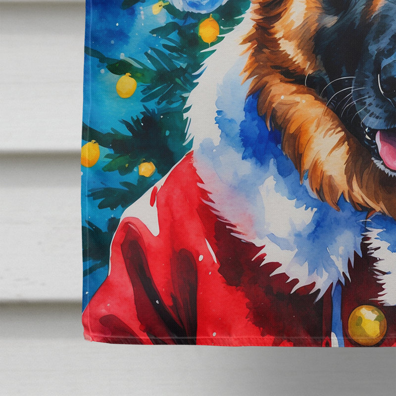 Drapeau de maison de Noël chocolat caniche chocolat, Berger allemand