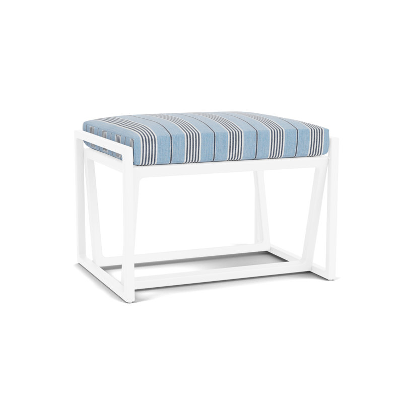 Summit Outdoor Ottoman, White, Hansen Sky