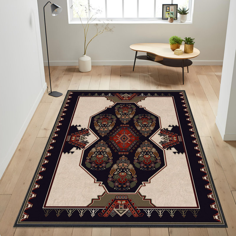 High-Quality Woven Carpet, 5.2 x 7.5 Feet, 100% Polyester, 740 g/m² | Non-Slip Felt Dot Underside, 0.16 in Pile Height | Machine Washable (30°C), Easy to Clean | Stylish Digital Print, Perfect for Living Room & Bedroom