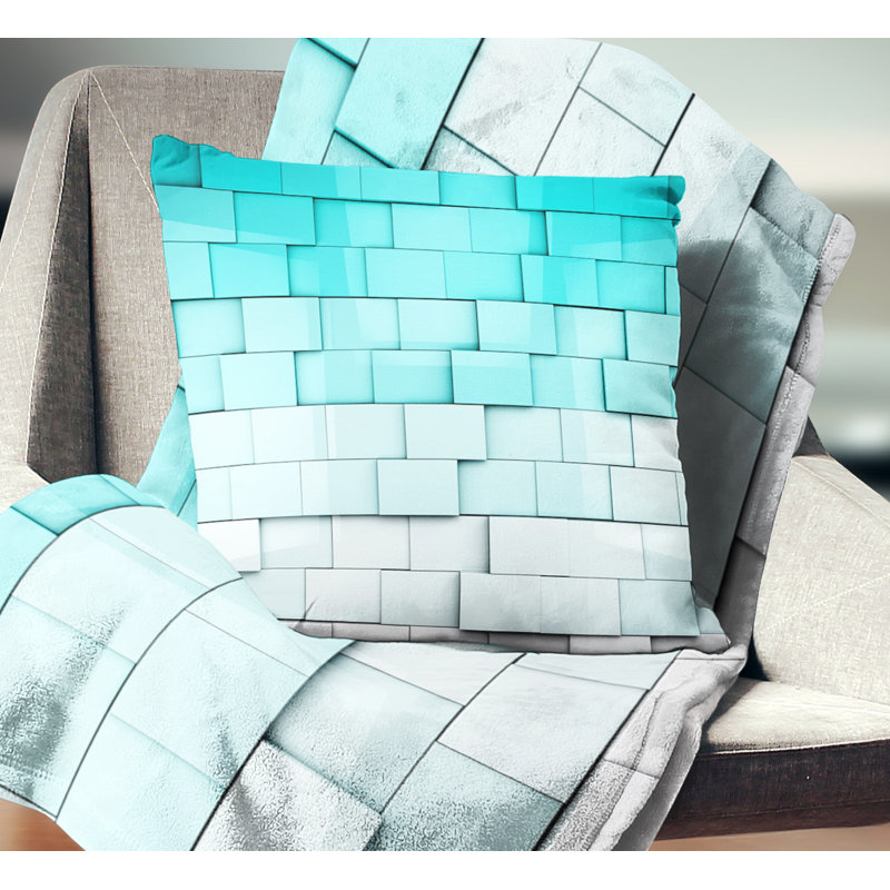 Coussin Blue Mosaic Cubes - Street Art, 18 po x 18 po, Carré