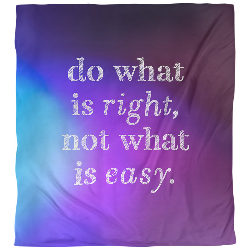 Housse de couette simple do what is right quote, Housse de couette pour grand lit, Bleu / mauve