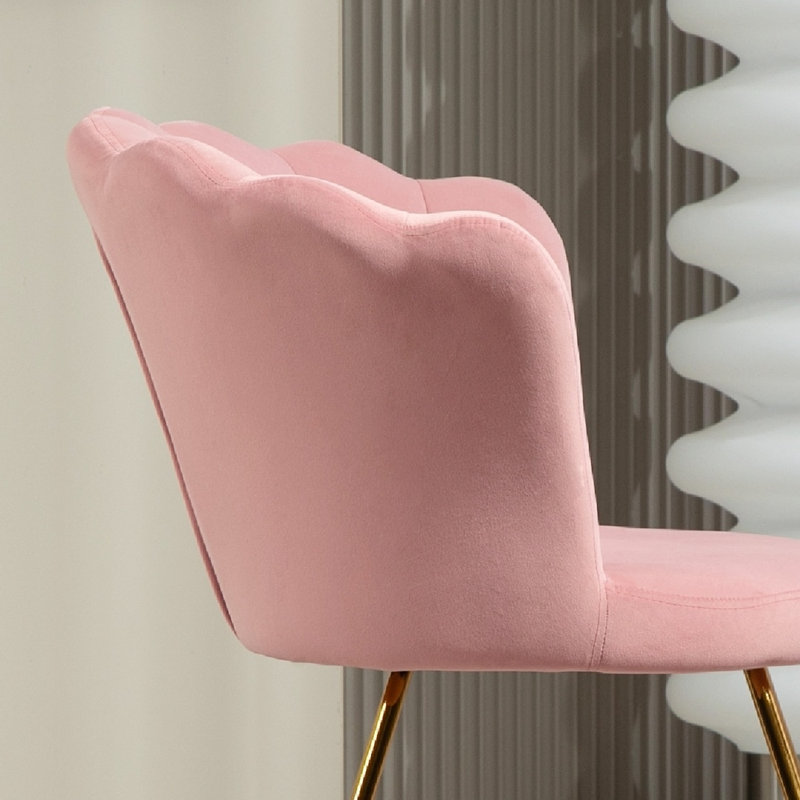 Velvet-Feel Lotus Petal Accent Chair -, Pink