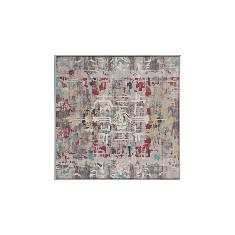 Tapis gris soyeux et moelleux, Carré 4 pi