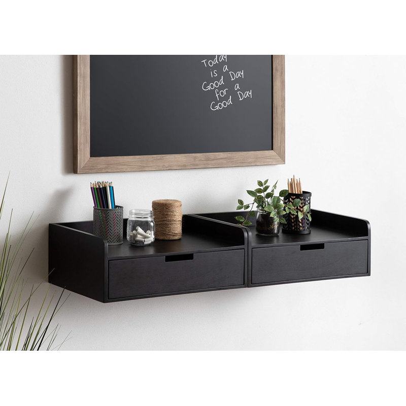 Modern Floating Wall Shelf With Drawer - Multi-Purpose Space-Saving Design For Home Or Office