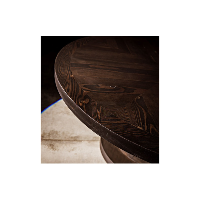 Erica Round Solid Wood Dining Table, Black Wax