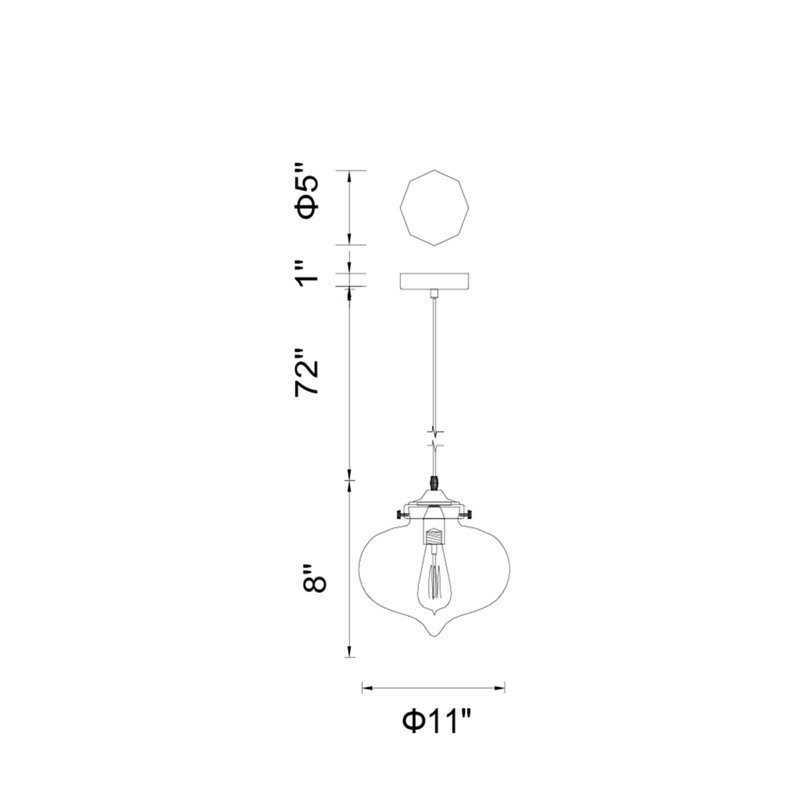 Luminaire suspendu 1 lumière Terrence, Bleu