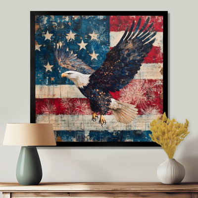 Patriotism Eagle And Usa Flag Scenery V - eagle Wall Art
