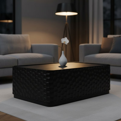 Table basse rectangulaire noire en bois massif