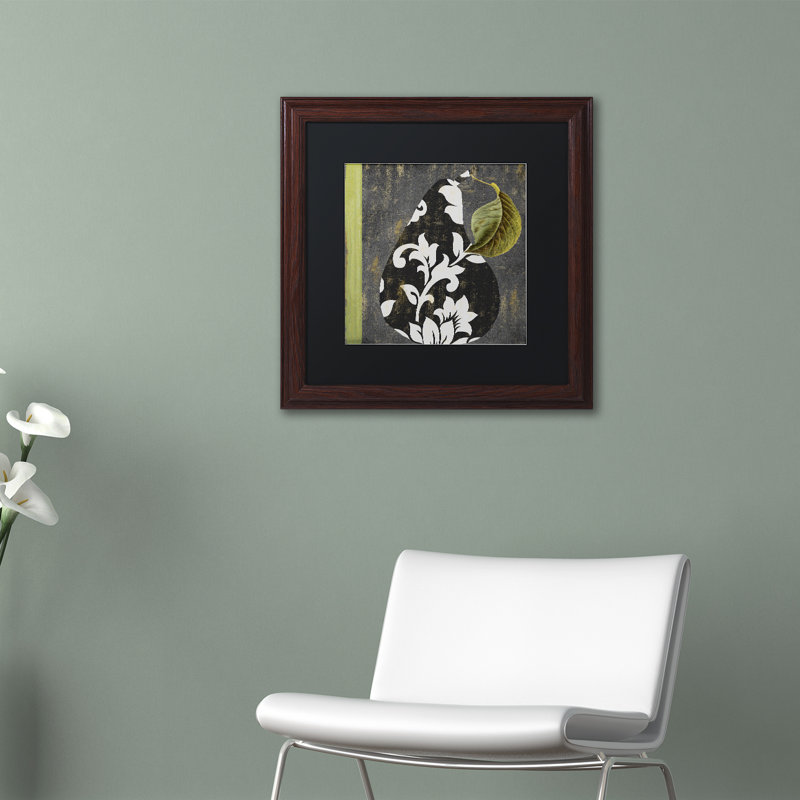 Jadaya «Decorative Pear II», impression encadrée, H 11 po x l 14 po x P 0,5 po, Noir, Cadre brun