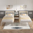 Abere (Set of 2) Twin Size Metal Platform Bed with Rustic Wood Headboard, No Box Spring Needed