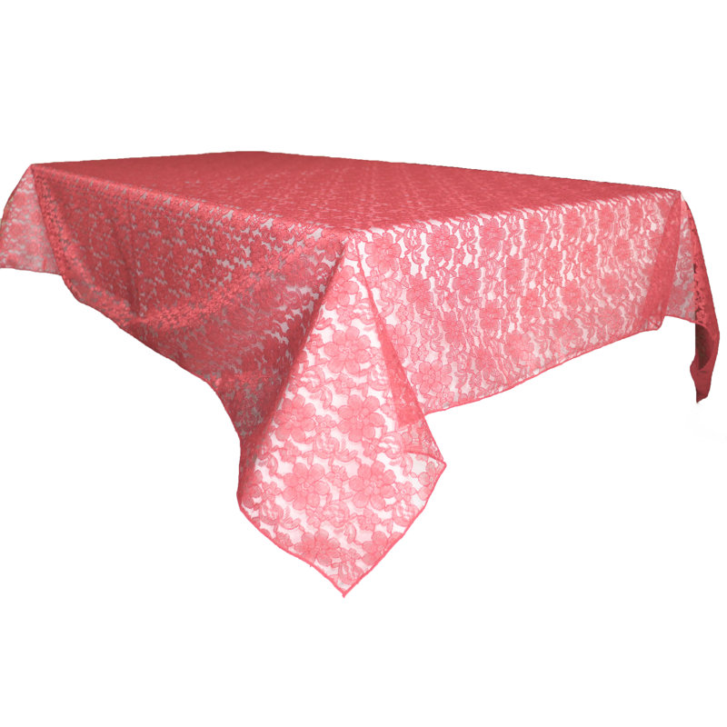 Floral Lace Overlay, 76" x 58", Coral