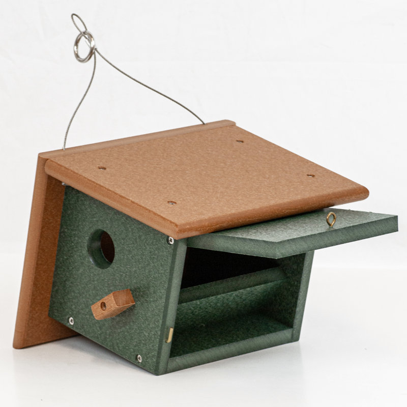 8'' Hanging Green and Cedar Recycled Plastic Birdhouse